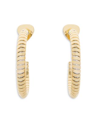 18K Yellow Gold Trisolina Segmented Large Hoop Earrings