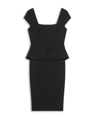 TED BAKERブラックドレス Ted Baker Fleurrr Square Neck Midi Dress With Detachable