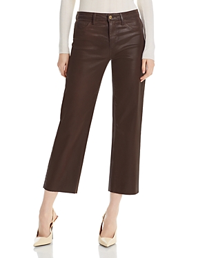 L Agence Wanda High Waist Crop Wide Leg Pants In Espresso Coated