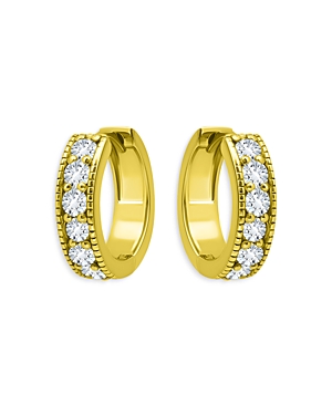 Aqua Channel Set Milgrain Huggie Hoop Earrings in 18K Gold Over Sterling Silver - 100% Exclusive