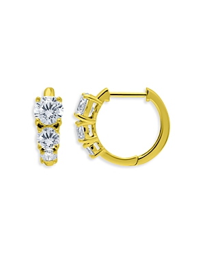 Aqua Three Stone Graduated Huggie Hoop Earrings In 18k Gold Over Sterling Silver - 100% Exclusive
