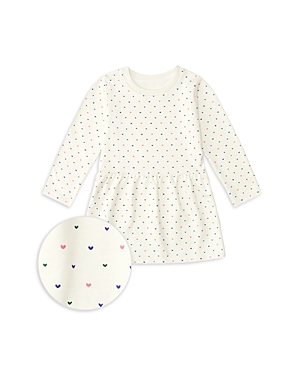 1212 Girls' Printed Long Sleeved Terry Dress - Little Kid In Tiny Jelly Bean Hearts