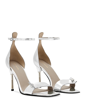 Allsaints Women's Betty Square Toe High Heel Sandals In Silver