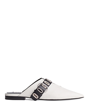Rag & Bone Victory Leather Buckle Mules In Bright White