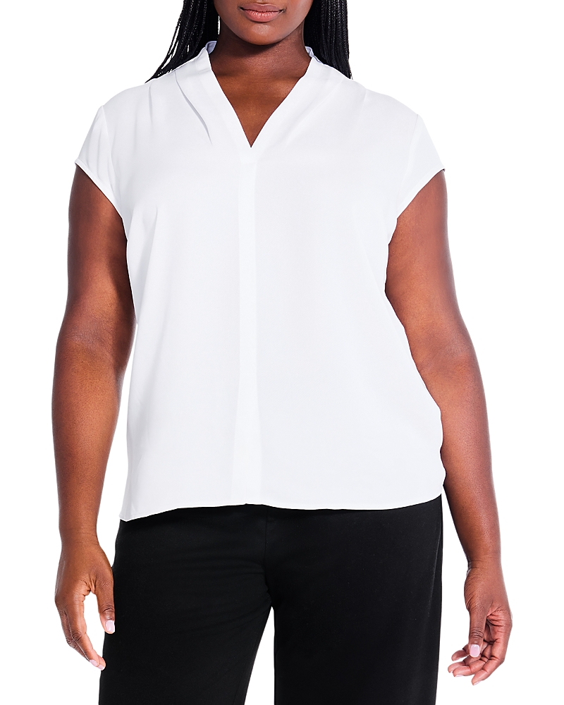 Nic+zoe Plus Cap Sleeve Day To Night Top In Paper White