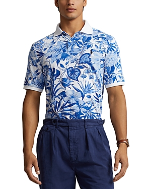 Shop Polo Ralph Lauren Classic Fit Printed Mesh Polo Shirt In Jardin Floral/white