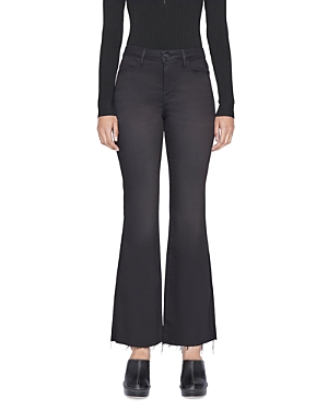 Shop Frame Le Easy High Rise Flare Jeans In Blackfinn