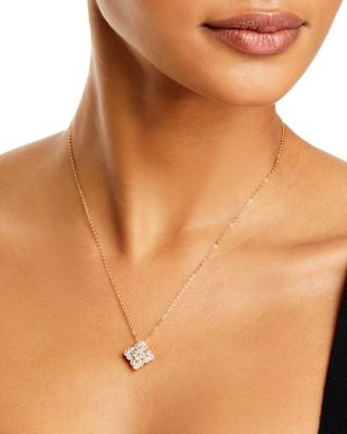 Diamond Clover Cluster Pendant Necklace in 14K Yellow Gold, 0.50 tcw