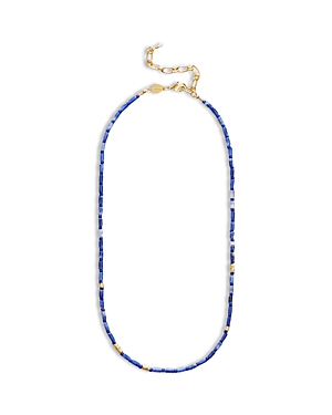 Anni Lu Azzurrro Beaded Necklace In 18k Gold Plated, 14.5 In Blue/gold