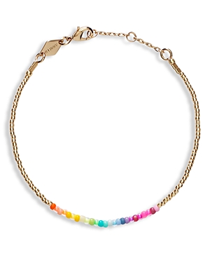 Anni Lu Golden Rainbow Beaded Bracelet In 18k Gold Plated In Gold/multi