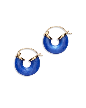 Shop Anni Lu Swell Petite Hoop Earrings In 18k Gold Plated In Blue