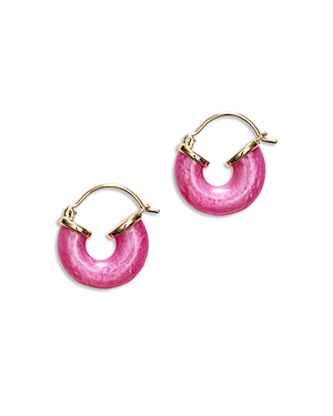 Shop Anni Lu Swell Petite Hoop Earrings In 18k Gold Plated In Pink