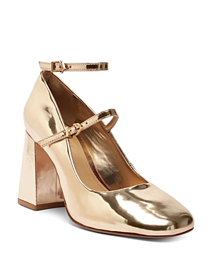 SCHUTZ WOMEN'S DOROTHY METALLIC BLOCK HEEL MARY JANE PUMPS