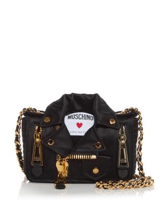 Moschino Biker In Love We Trust Satin Crossbody