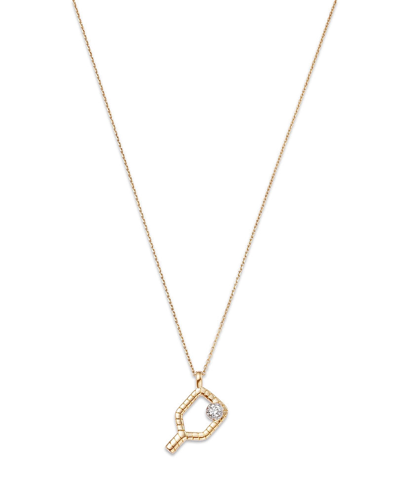 Bloomingdale's Diamond Pickleball Racket Pendant Necklace In 14k Yellow Gold, 0.07 Ct. T. W.