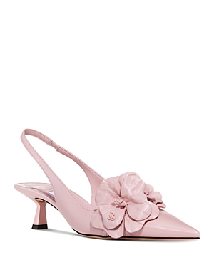 Jimmy Choo Amita Leather Flowers Slingback Pumps In Rose