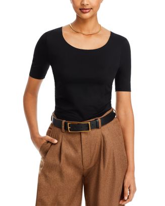 BOSS Eleiza Ruched Scoop Neck Top | Bloomingdale's