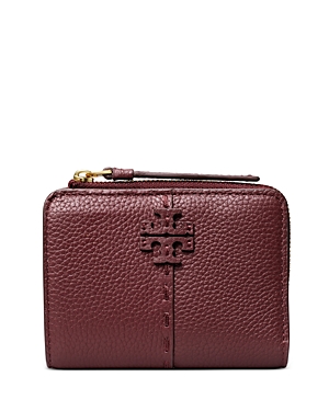 Shop Tory Burch Mcgraw Bifold Wallet In Muscadine/gold