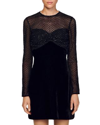 Sandro - Karlie Embellished Illusion Dress