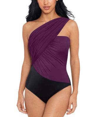 dkny one shoulder convertible swim dress