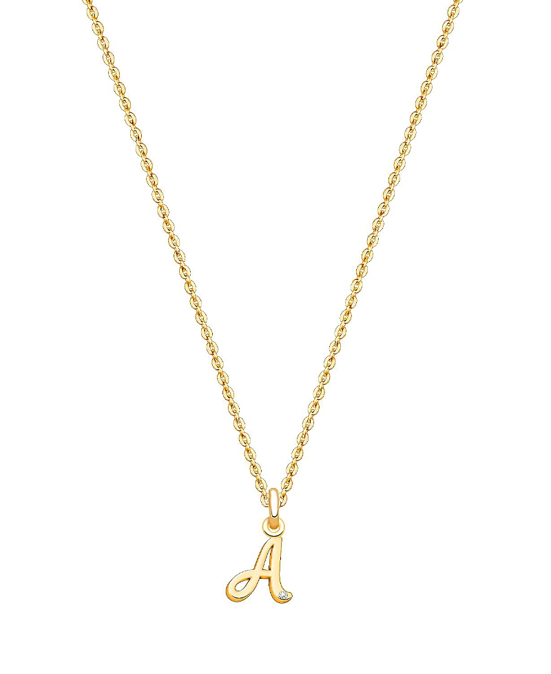 Tiny Blessings Girls 14k Gold Diamond Initial 13-14 Necklace - Children In K Gold - A