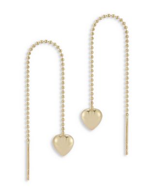 Moon & Meadow - 14K Yellow Gold Heart Threader Earrings