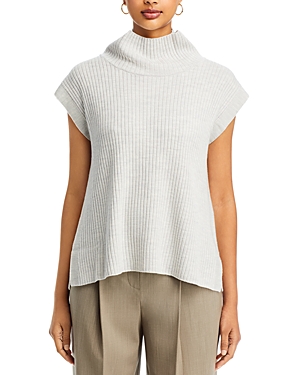 Wool Turtleneck Cap Sleeve Sweater