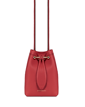 Shop Strathberry Osette Leather Drawstring Pouch Bag In Raspberry