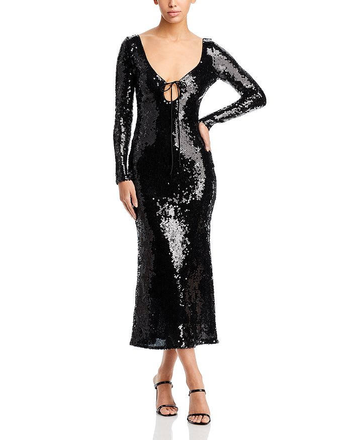 Shop Bardot Verona Sequin Maxi Dress In Black