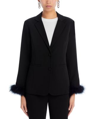 AQUA Feather Trim Blazer - Exclusive