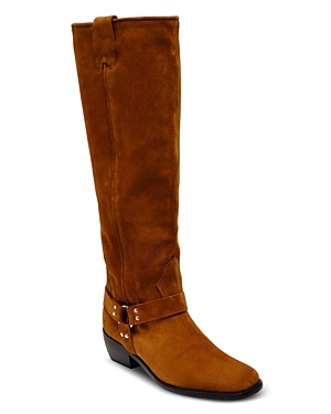 Shop Free People Women's Lockhart Suede Harness Knee High Boots In Cognac