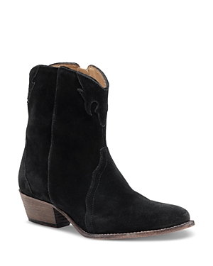 Free People New Frontier Suede Western Boots In Black In Black Suede