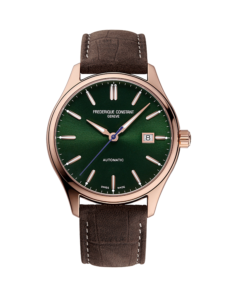 Frederique Constant Men's Swiss Automatic Classics Index Brown Leather Strap Watch 40mm In Green/brown