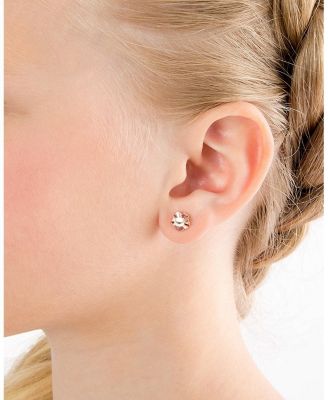  Girls' 14K Gold Ruffled Petals with Cultured Pearl Studs Screw Back Earrings - Children