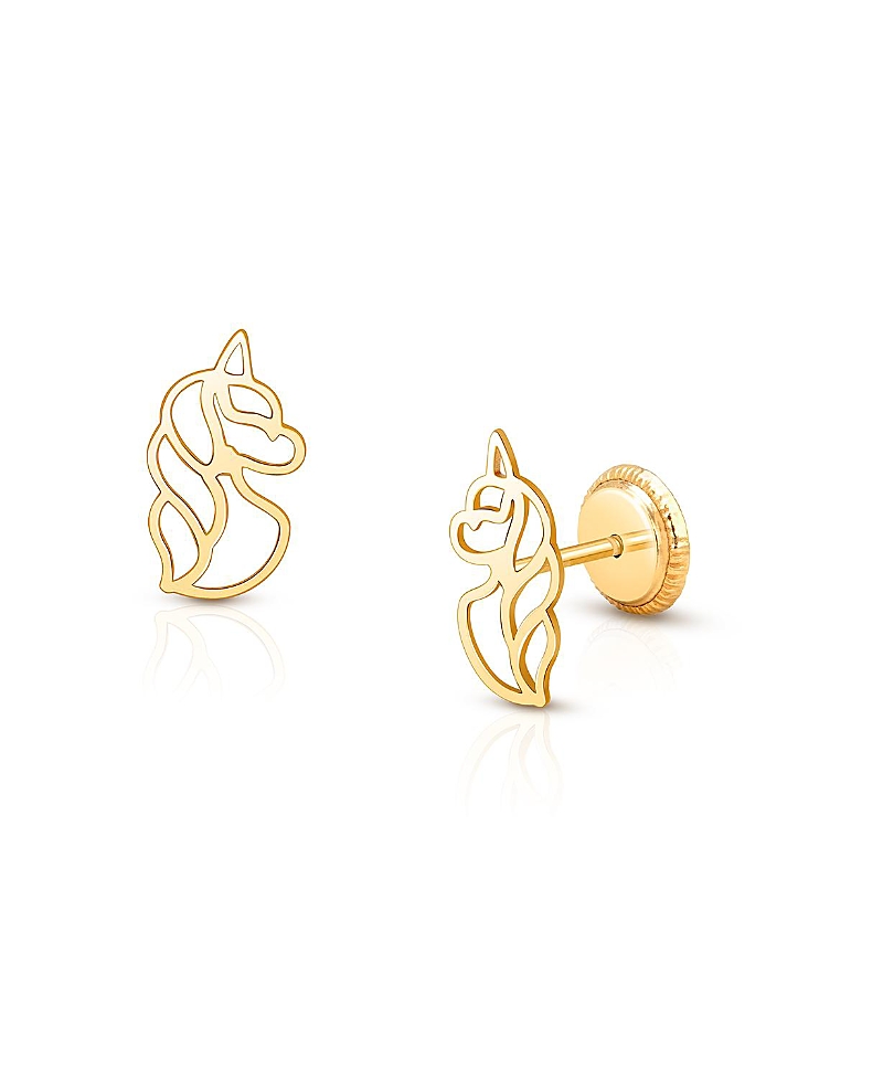 Tiny Blessings Girls' 14k Gold Unicorn Dreams Studs Screw Back Earrings - Baby, Little Kid, Big Kid In K Yellow Gold