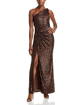 Vince Camuto Sequin Illusion Lace Yoke Sleeveless Cocktail Dress Champagne
