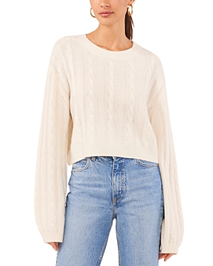 Shop 1.state Crewneck Cable Rib Sweater In Antique White