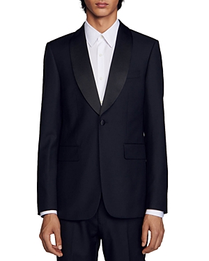 Shop Sandro Shawl Lapel Tuxedo Jacket In Black