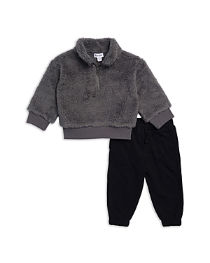 Splendid Boys' Fuzzy Half Zip Sweatshirt & Jogger Trousers Set - Baby In Dark Grey