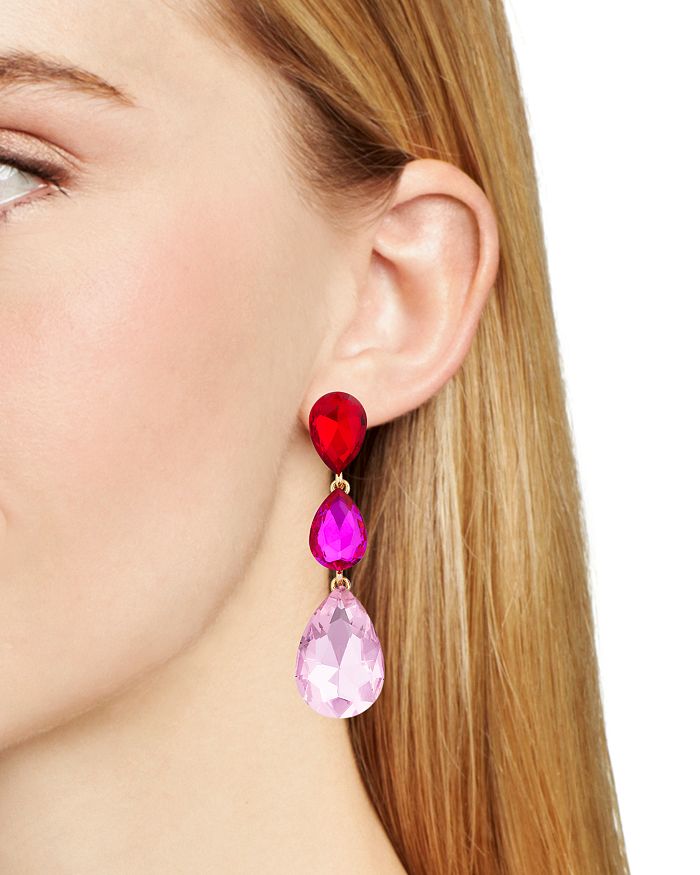 Shop Aqua Tear Shape Triple Crystal Statement Earrings - 100% Exclusive In Pink
