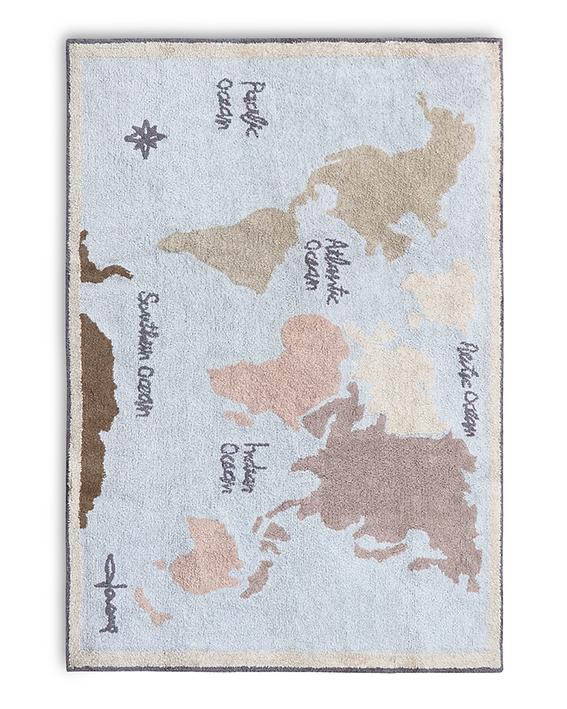 Lorena Canals Vintage Map Washable Recycled Cotton Blend Rug In Ivory/natural