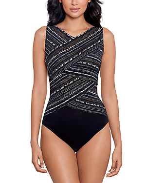 Shop Miraclesuit Cypher Brio One Piece Swimsuit In Black/multi