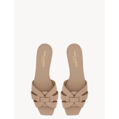 Saint Laurent Women's Tribute Mules in Metallic Leather