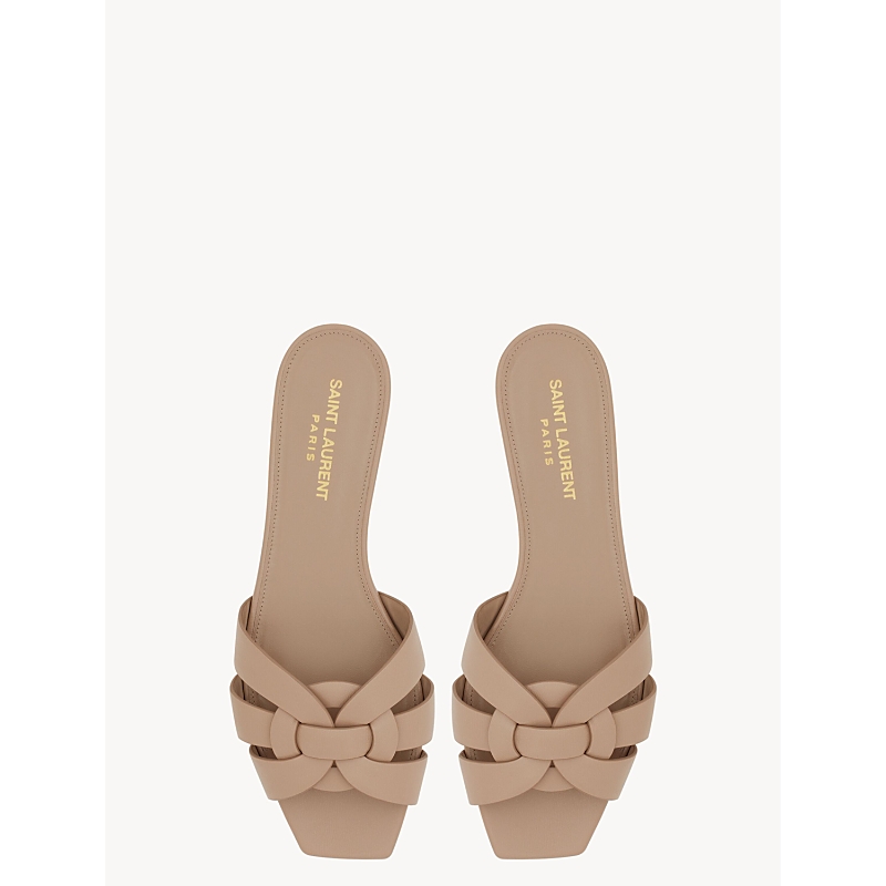 Saint Laurent Women's Tribute Mules in Metallic Leather