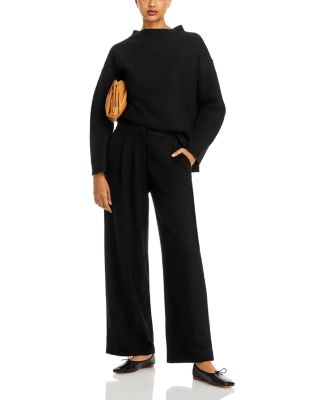 Wool Pleated Wide Leg Pants