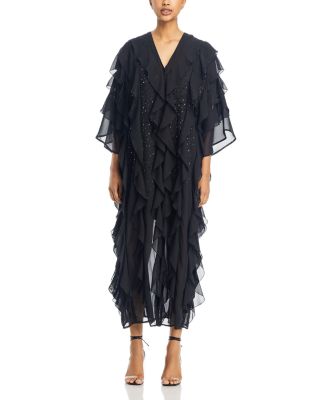 Tiered Ruffle Woven Chiffon Maxi Dress