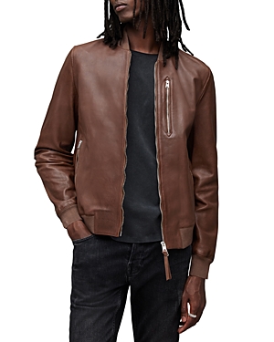 Allsaints Kemble Suede Zip Up Bomber Jacket In Brown