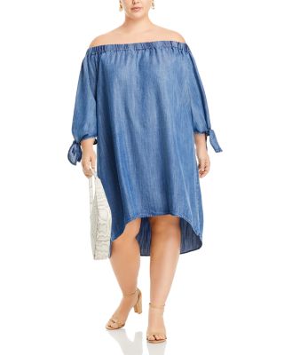 Julie Off-the-Shoulder Chambray Dress