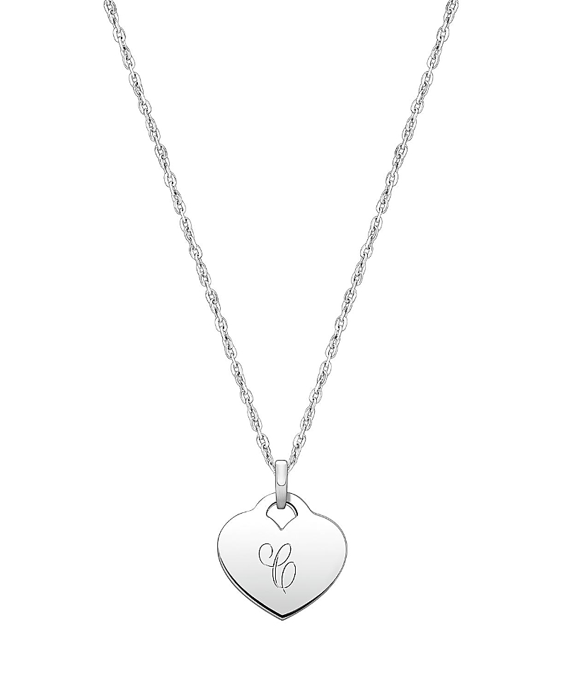 Tiny Blessings Girls' Sterling Silver Baby Heart & Engraved Initial 13-14 Necklace - Children In Silver - C