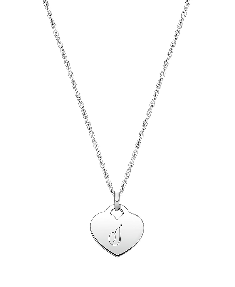 TINY BLESSINGS GIRLS' STERLING SILVER BABY HEART & ENGRAVED INITIAL 13-14" NECKLACE - CHILDREN